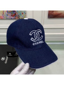 Chanel Denim CC Baseball Hat Dark Blue 2021