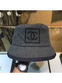 Chanel Wool Frame CC Bucket Hat Gray 2020