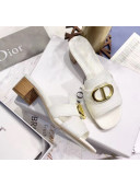 Dior 30 MONTAIGNE Heeled Slide Sandals In Smooth Calfskin White 2020