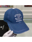 Chanel Denim CC Baseball Hat Medium Blue 2021
