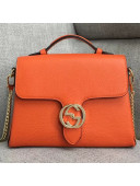 Gucci GG Leather Top Handle Bag 510302 Orange 2018
