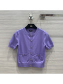 Chanel Knit Short Cardigan Purple 2022 031212