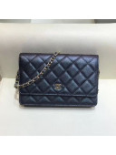 Chanel Iridescent Grained Calfskin Wallet on Chain AP0315 Black 2019