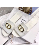 Dior 30 MONTAIGNE Mule Flat Sandals In Smooth Calfskin White 2020