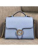 Gucci GG Leather Top Handle Bag 510302 Blue 2018