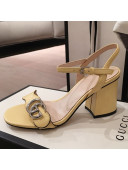 Gucci Leather GG Strap Mid-heel Sandals Yellow 2021