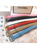 Chanel Striped Lambskin Belt 30mm with Pearl Chain Framed Buckle 2019