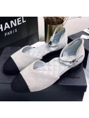 Chanel Mary Janes Ballerina G36048 in Suede Calfskin & Grosgrain Light Grey 2020