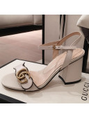 Gucci Leather GG Strap Mid-heel Sandals White 2021