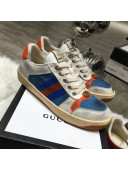 Gucci Women's Screener Leather Sneaker ‎570442 Blue 2019