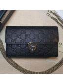Gucci GG Leather Wallet on Chain WOC 409340 Black 2020