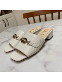 Gucci Zumi Leather ‎Slide Sandals 602415 White 2020