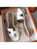 Hermes Oasis Sandal in in Togo Grainy Calfskin With 5cm Heel White 2021(Handmade)