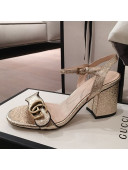 Gucci Leather GG Strap Mid-heel Sandals Gold 2021