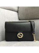 Gucci GG Leather Medium Shoulder Bag 510303 Black 2018