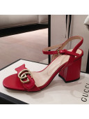 Gucci Leather GG Strap Mid-heel Sandals Red 2021