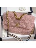 Chanel Shearling Sheepskin Large Chanel 19 Flap Bag AS1161 Pink 2020