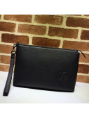 Gucci Grained Leather GG Pouch 322054 Black 2020