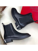 Valentino VLTN Print Calfskin Slip-on Flat Short Boot Black/White 2019