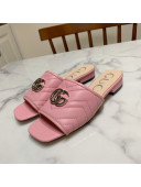 Gucci GG Marmont Leather ‎Slide Sandals Pink 2021