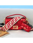 Fendi Baguette Sequins Medium Bag Red 2021