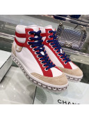 Chanel Lambskin Chain Leather High-top Sneakers G35600 White 2019