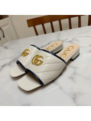Gucci GG Marmont Leather ‎Slide Sandals White 2021