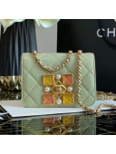 Chanel Quilted Calfskin Resin Stone Small Flap Bag AS2251 Light Green 2020