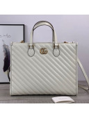 Gucci Giagonal Striped Leather Tote Bag 627332 White 2020