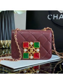 Chanel Quilted Calfskin Resin Stone Small Flap Bag AS2251 Burgundy 2020