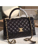 Chanel Grained Quilted Calfskin Coco Handle Flap Top Handle Bag Black