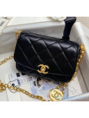 Chanel Quilted Lambskin Small Flap Bag with CC Coin Charm AS2189 Black 2020
