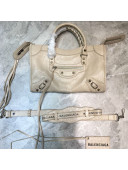 Balenciaga Classic City Small Bag in Crinkle Lambskin with Logo Strap Apricot/Silver 2021