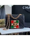Chanel Quilted Calfskin Resin Stone Small Flap Bag AS2251 Black/Green/Red 2020