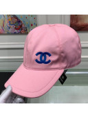 Chanel Side CC Embroidered Canvas Baseball Hat Pink 2021