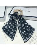 Chanel Silk Pearl Hair Ring Black 2021