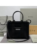 Balenciaga Hardware Small Tote Bag in Black Cotton Canvas 2021
