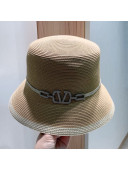 Valentino VLogo Straw Bucket Hat Khaki 2021