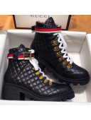 Gucci Quilted Leather Ankle Boot with Belt ‎551823 Black 2019