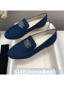 Chanel Denim CC Patch Flat Loafers Dark Blue 2020