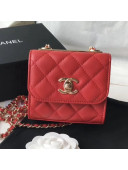 Chanel Lambskin Quilting Trendy CC Mini Wallet with Chain Red 2018