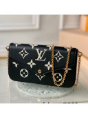 Louis Vuitton Félicie Pochette Clutch with Chain/Mini Bag in Monogram Leather M80482 Black 2020