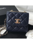 Chanel Lambskin Quilting Trendy CC Mini Wallet with Chain Navy Blue 2018