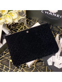 Chanel Camellia Velvet Medium Pouch A82277 Black 2020