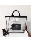 Prada Large Fabric and PVC Handbag Transparent/Black 1BD164 2018