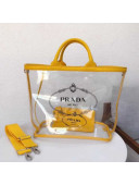 Prada Large Fabric and PVC Handbag Transparent/Yellow 1BD164 2018
