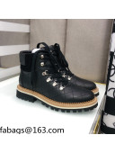 Chanel Quilted Lace-ups Ankle Short Boots 3cm Black 2021 