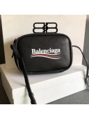 Balen...ga Everyday Logo Print Calfskin Mini Camera Bag Black 2018