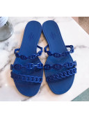  Hermes "Chaine d'Ancre" PVC Flat Sandal Blue 2020