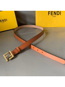 Fendi Women's Calfskin Belt 20mm with FF Buckle Brown/Gold 2021